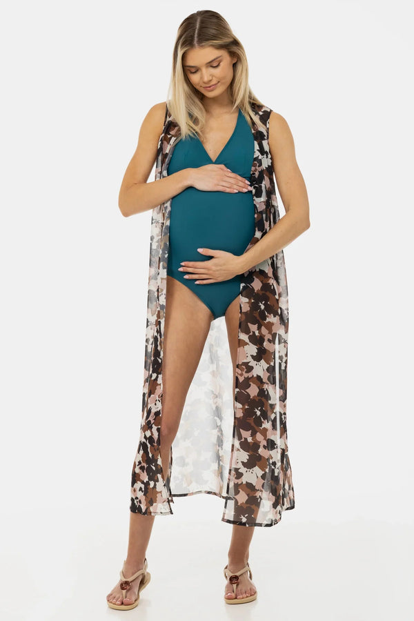 Costum de baie întreg pentru gravide și alăptare – culoare petrol