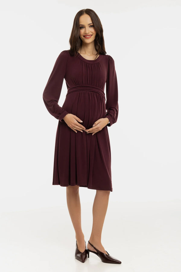 Rochie pentru gravide cu încrețituri - bordo