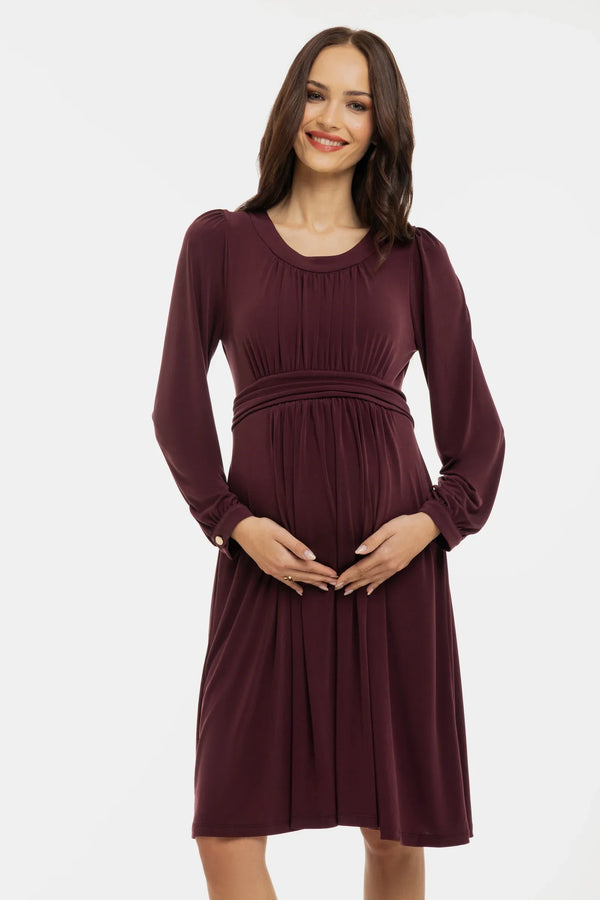 Rochie pentru gravide cu încrețituri - bordo