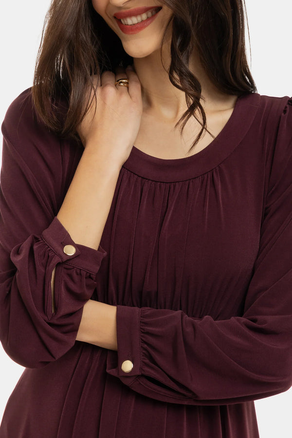 Rochie pentru gravide cu încrețituri - bordo