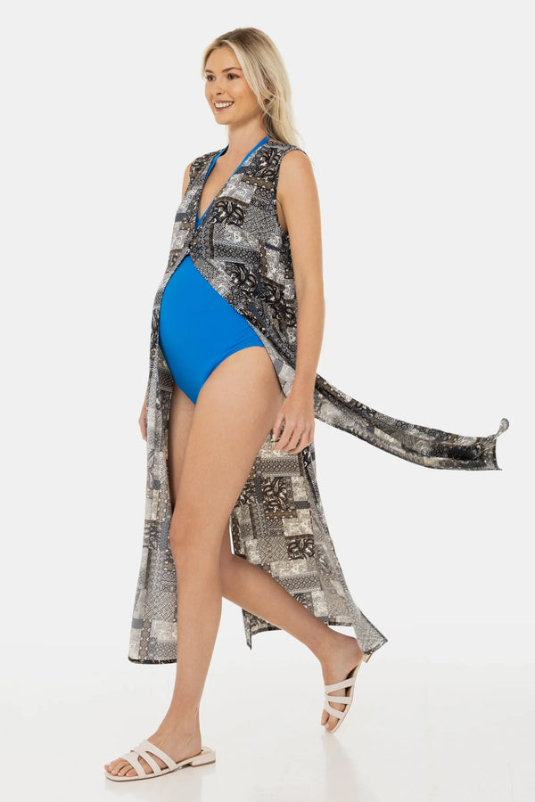 Costum de baie întreg pentru gravide și alăptare – albastru tropical