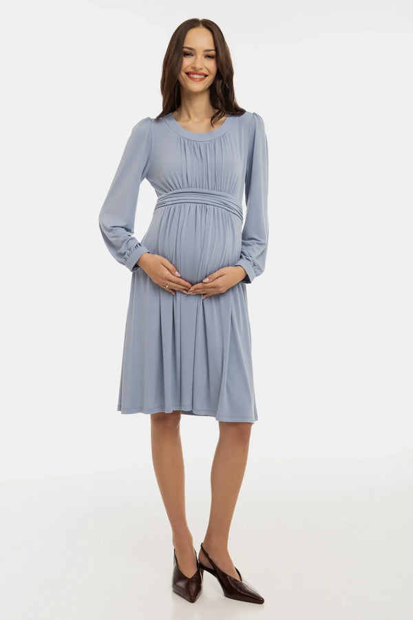Rochie pentru gravide cu încrețituri - albastru pastel