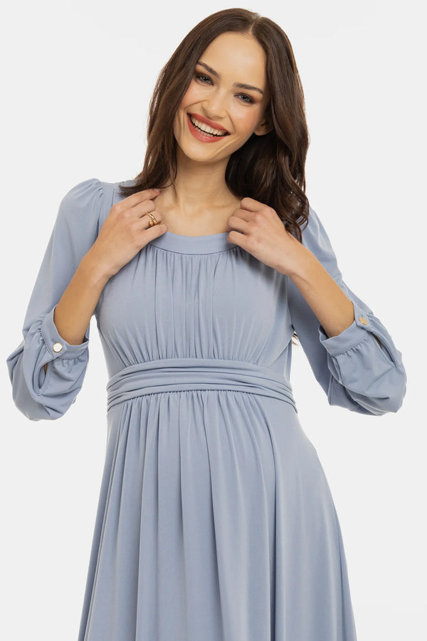 Rochie pentru gravide cu încrețituri - albastru pastel