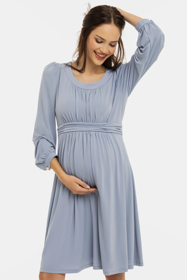 Rochie pentru gravide cu încrețituri - albastru pastel