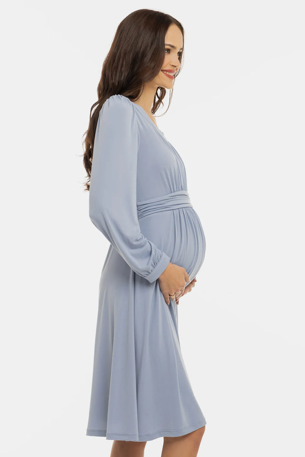 Rochie pentru gravide cu încrețituri - albastru pastel