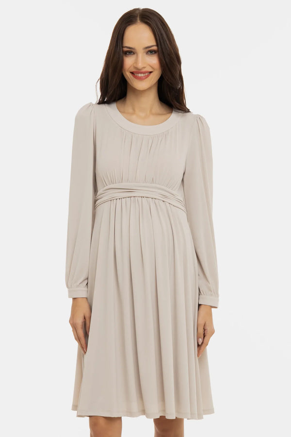 Rochie pentru gravide cu încrețituri - bej