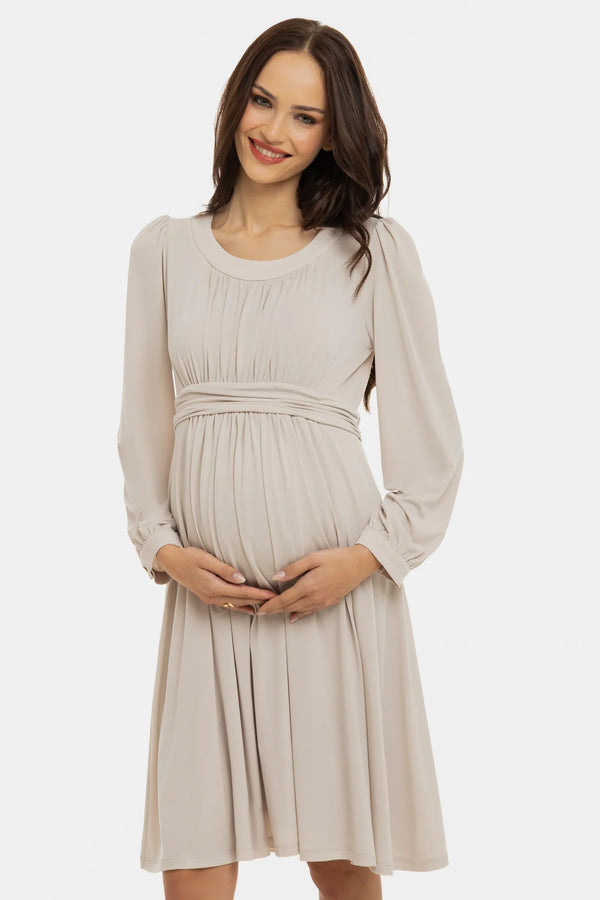 Rochie pentru gravide cu încrețituri - bej