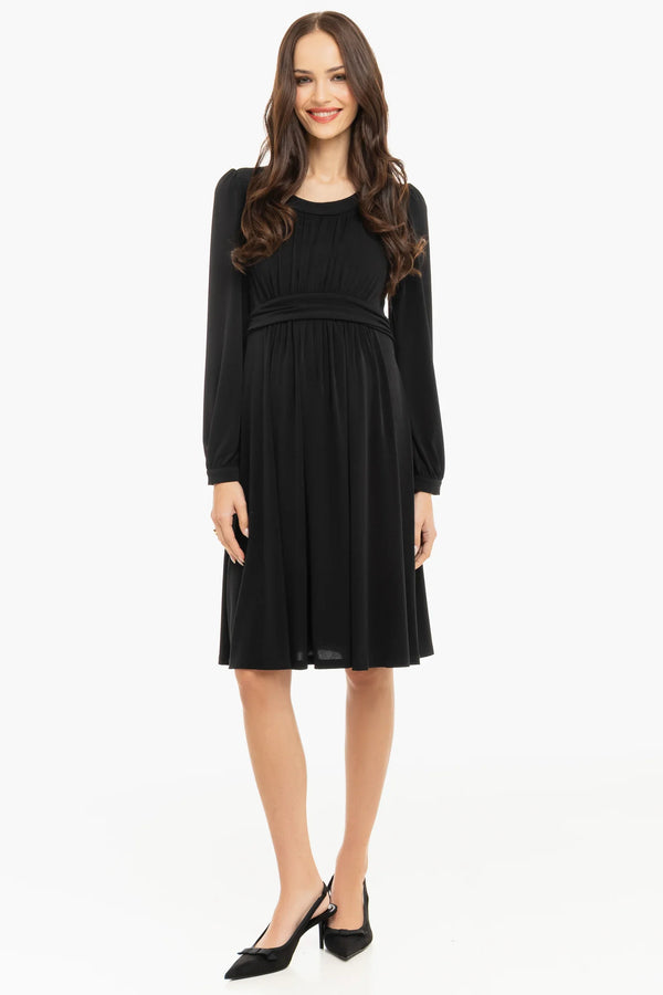 Rochie pentru gravide cu încrețituri - neagră