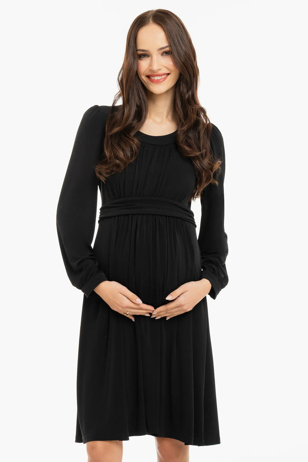 Rochie pentru gravide cu încrețituri - neagră