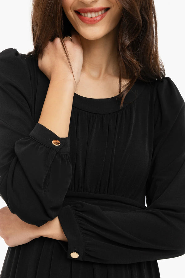 Rochie pentru gravide cu încrețituri - neagră