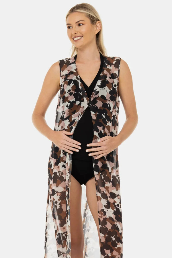 Kaftan din șifon pentru gravide cu imprimeu floral