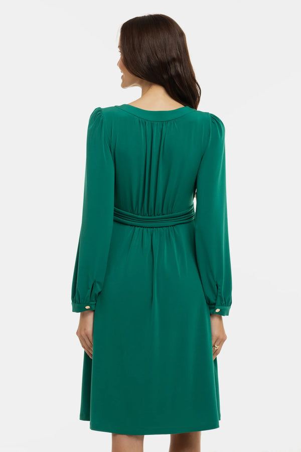 Rochie elegantă pentru gravide, cu drapaje - verde