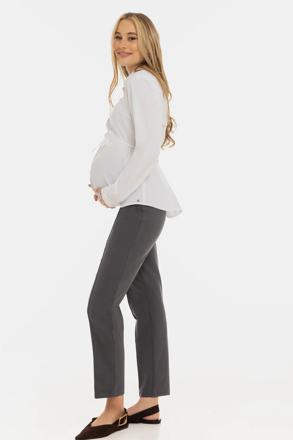 Pantaloni office pentru gravide din amestec de lână – grafit