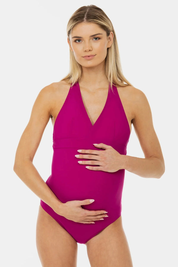 Costum de baie întreg pentru gravide și alăptare – fucsia închis