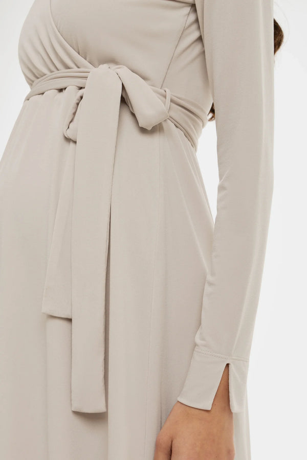 Rochie vaporoasă pentru gravide și alăptare, cu parte petrecută – bej