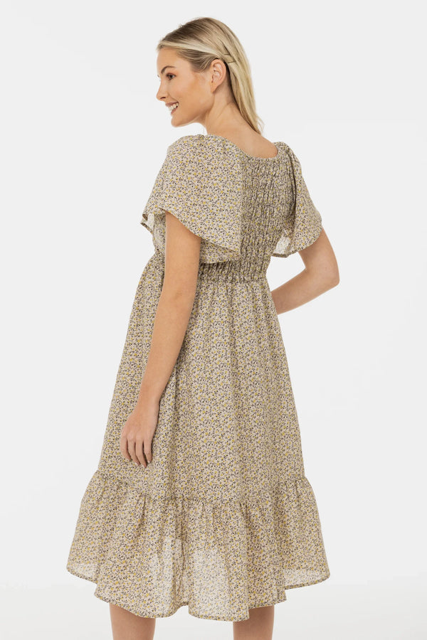 Rochie boho din bumbac pentru gravide cu decolteu din dantelă