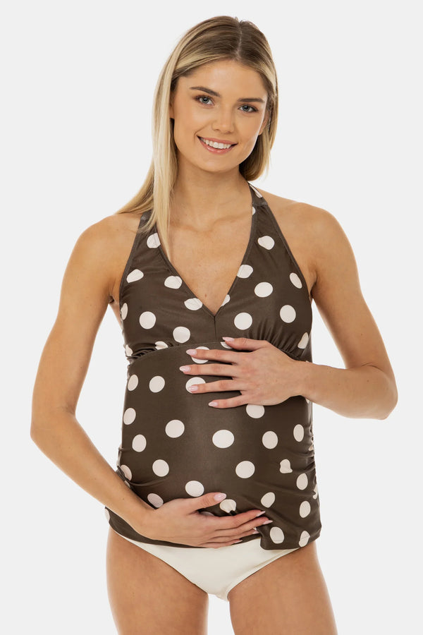 Costum de baie pentru gravide din două piese cu buline
