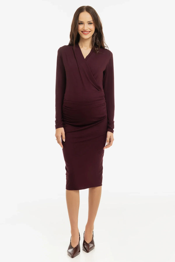 Rochie pentru gravide și alăptare tip „Îmbrățișează-mă” – bordo