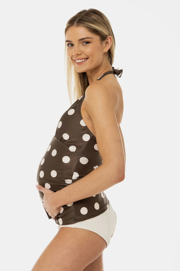 Costum de baie pentru gravide din două piese cu buline