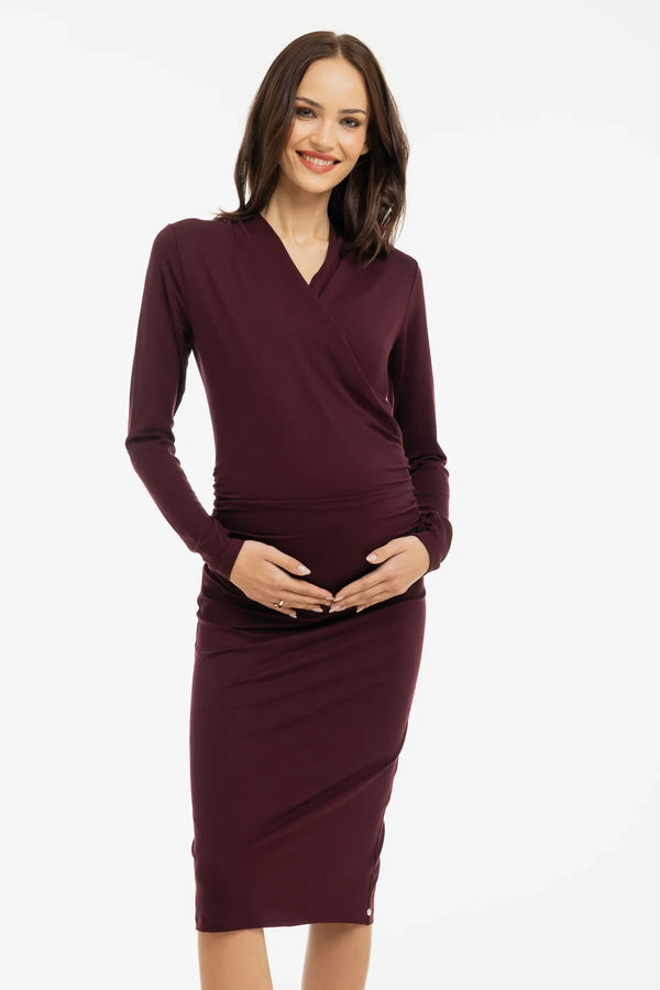 Rochie pentru gravide și alăptare tip „Îmbrățișează-mă” – bordo