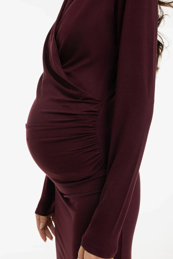 Rochie pentru gravide și alăptare tip „Îmbrățișează-mă” – bordo