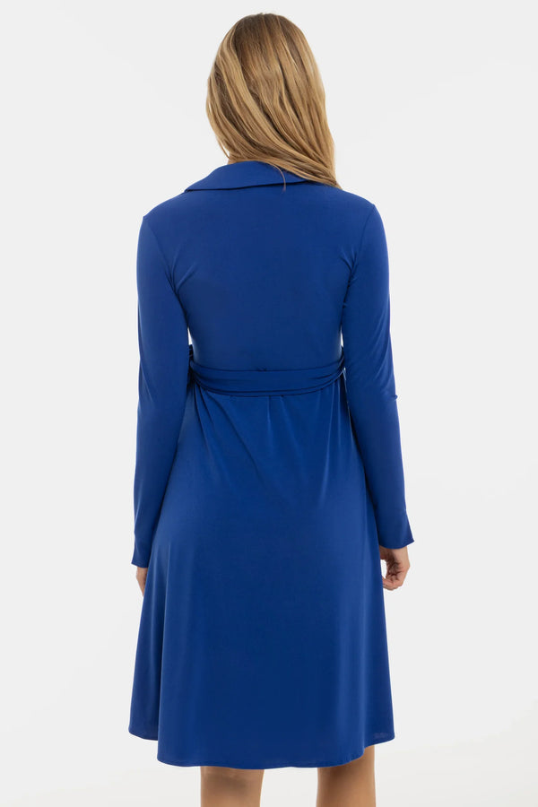 Rochie vaporoasă pentru gravide și alăptare, cu parte petrecută – albastră