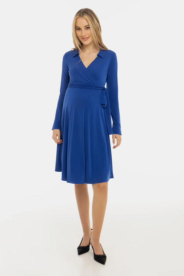 Rochie vaporoasă pentru gravide și alăptare, cu parte petrecută – albastră