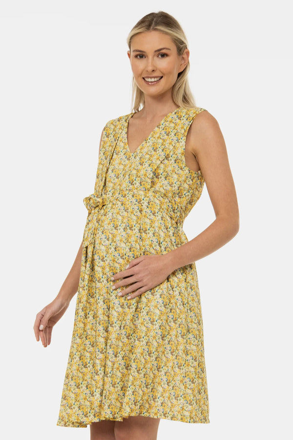 Rochie pentru gravide și alăptare cu cordon în talie – imprimeu floral