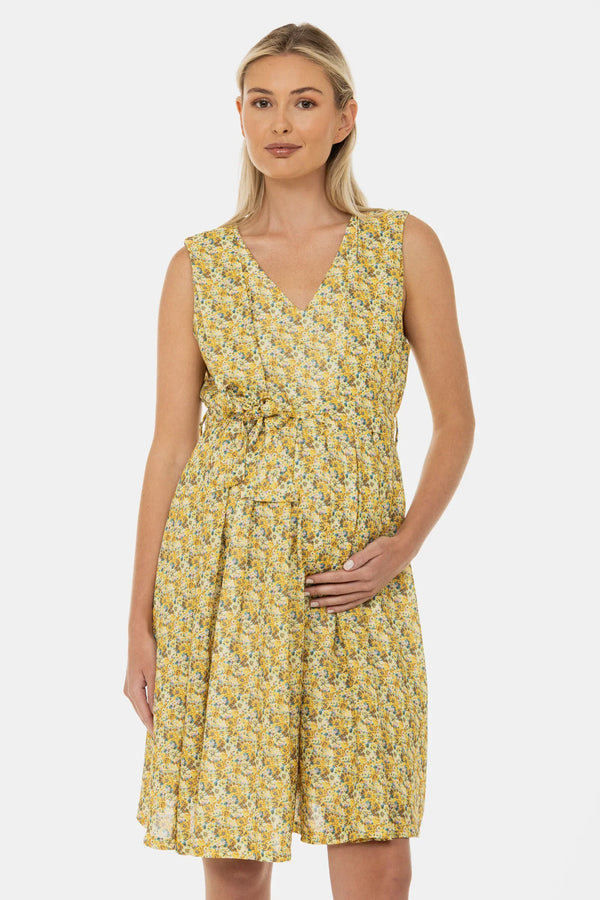 Rochie pentru gravide și alăptare cu cordon în talie – imprimeu floral