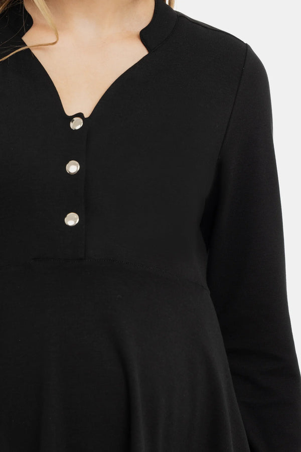 Rochie elastică cu capse tic-tac - neagră