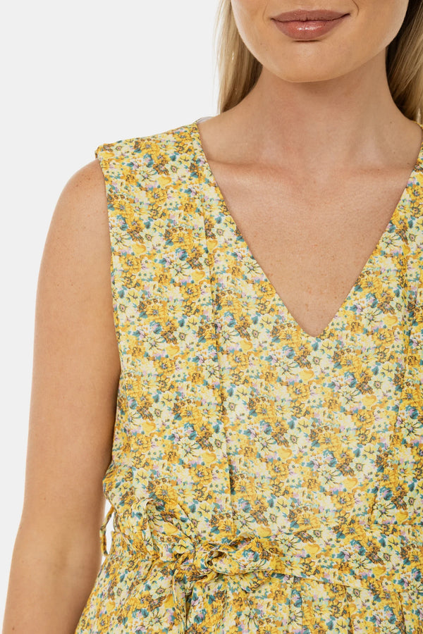 Rochie pentru gravide și alăptare cu cordon în talie – imprimeu floral