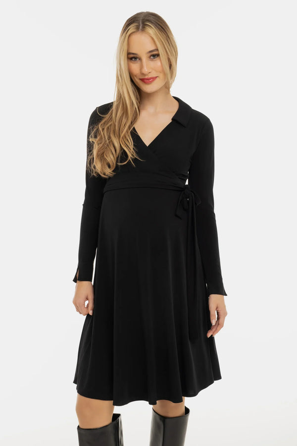 Rochie vaporoasă pentru gravide și alăptare, cu parte petrecută – neagră