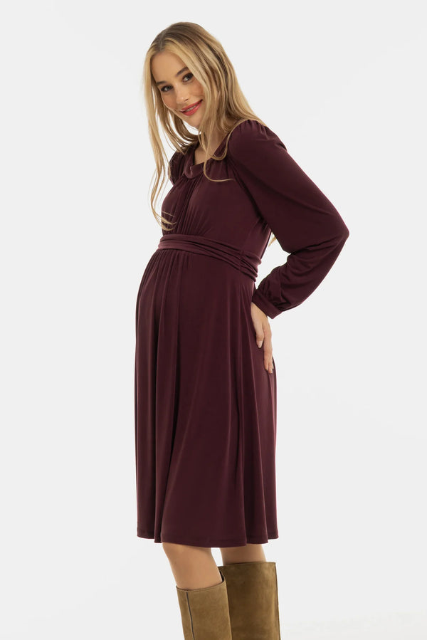 Rochie pentru gravide cu încrețituri - bordo