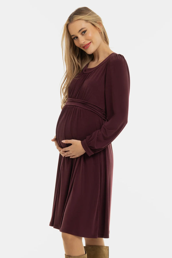 Rochie pentru gravide cu încrețituri - bordo