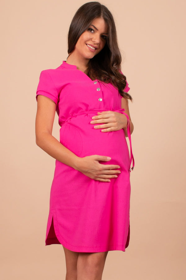 Rochie elastică ciclamă pentru gravide și alăptare