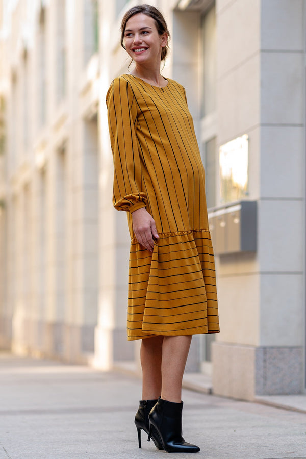 Rochie lunga pentru gravide și alăptare cu model