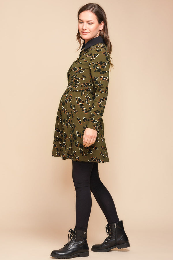 Rochie pentru gravide și alăptare cu imprimeu și guler