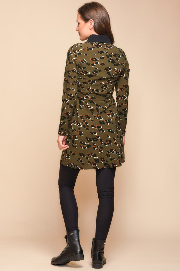 Rochie pentru gravide și alăptare cu imprimeu și guler