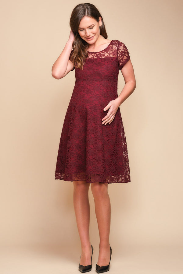 Rochie elegantă din dantelă pentru gravide – bordo