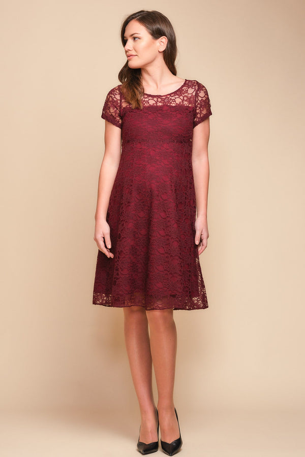 Rochie elegantă din dantelă pentru gravide – bordo