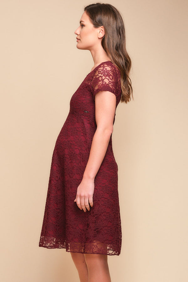 Rochie elegantă din dantelă pentru gravide – bordo