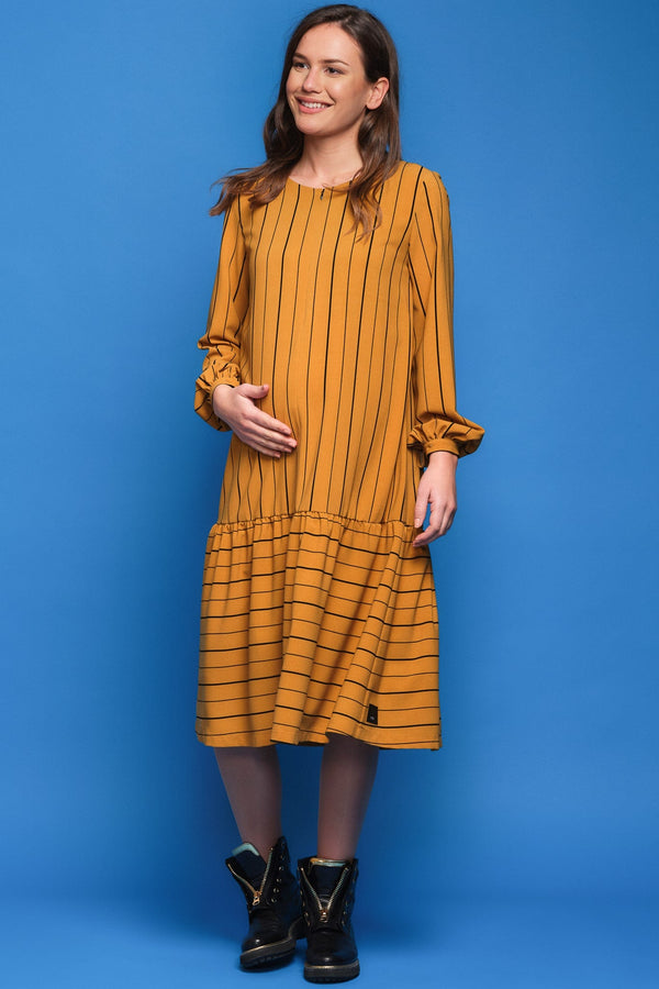 Rochie lunga pentru gravide și alăptare cu model