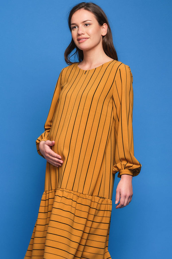 Rochie lunga pentru gravide și alăptare cu model
