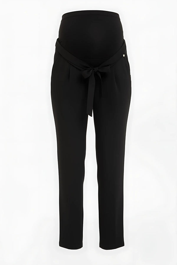 Pantaloni negri pentru gravide cu curea