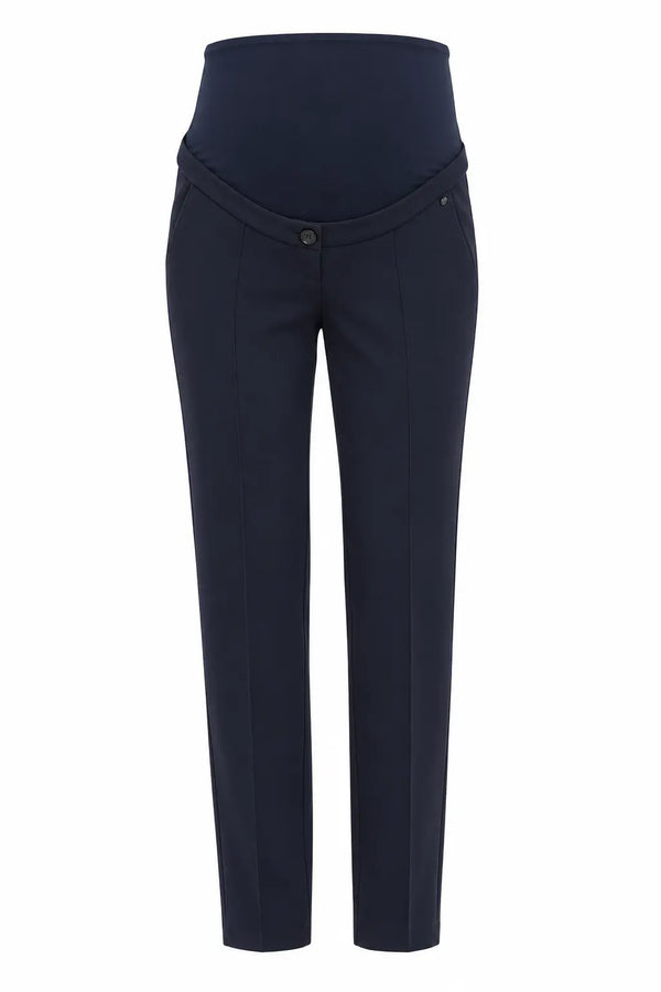 Pantalon elegant pentru gravide, din tricot – bleumarin