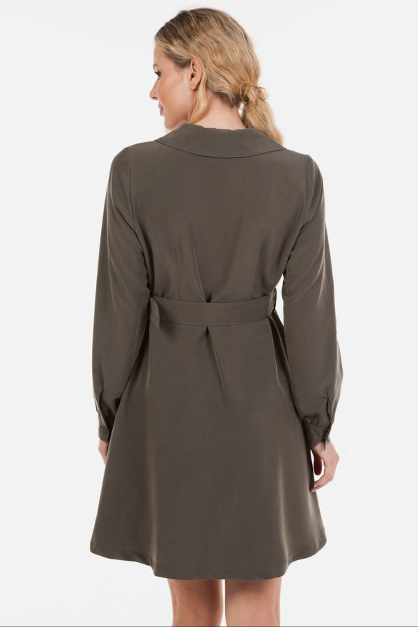 Rochie pentru gravide și alăptare cu guler – kaki