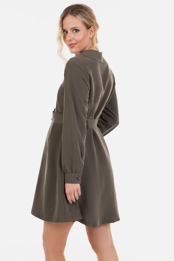 Rochie pentru gravide și alăptare cu guler – kaki