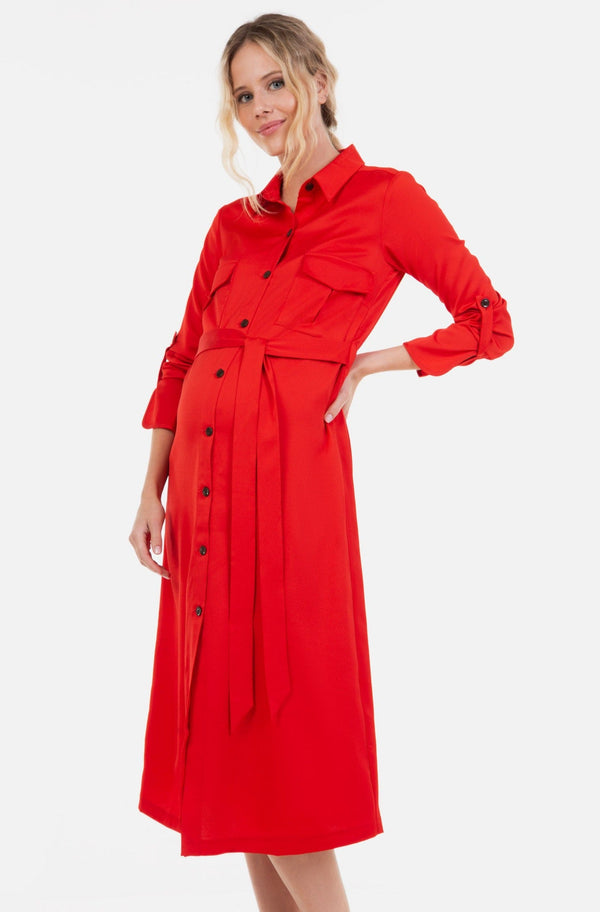 Rochie lunga satinată pentru gravide și alăptare