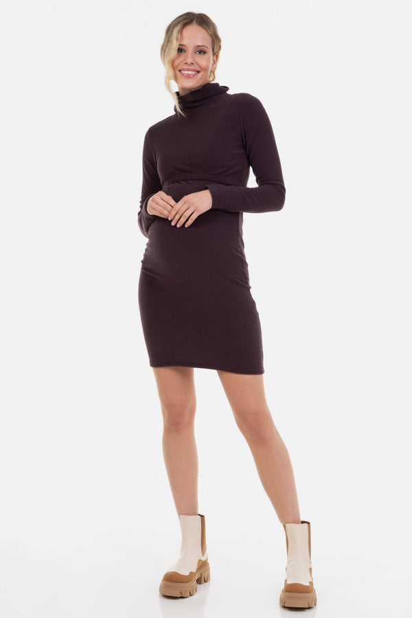 Rochie pentru gravide și alăptare de fleece - culoare visiniu