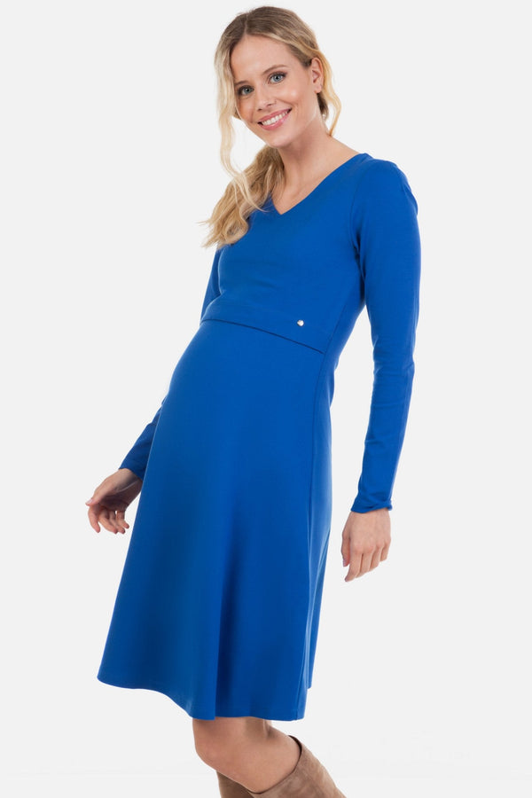 Rochie elegantă pentru gravide și alăptare - albastră